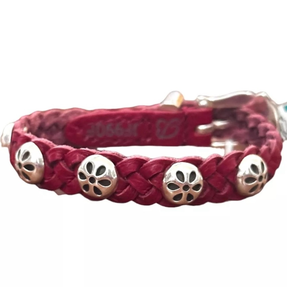 Braided Red Bracelet with Silver Accents